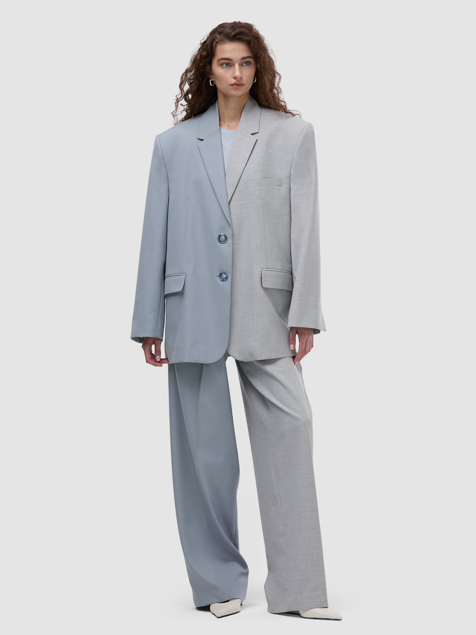 Zelda Blazer - Two-Tone Gray & Light Blue Bouguessa Zelda Blazer - Two-Tone Gray & Light Blue Bouguessa