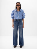 Jennifer Oversized Striped Shirt - Blue & White