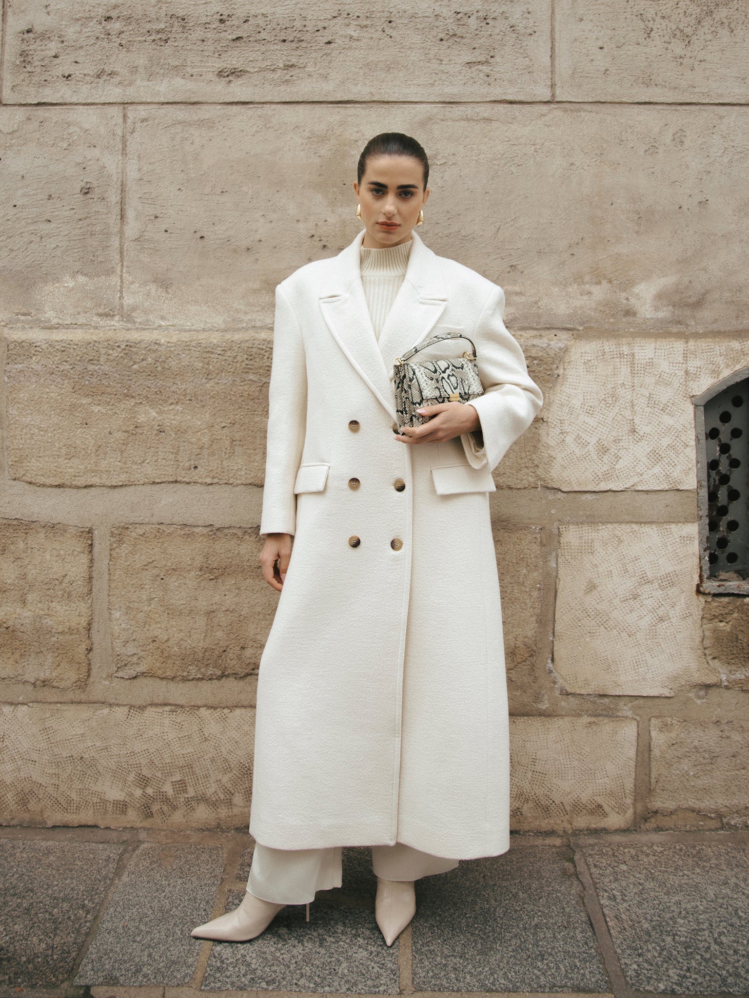 Wool Coat Long White Duster Jacket Mens White Wool Blend Long