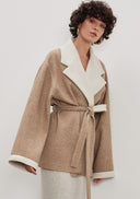 Elizabeth Belted Jacket Coat - Beige