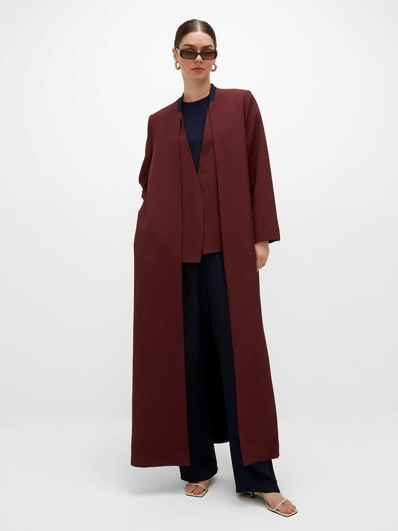 Amara Long Jacket - Burgundy