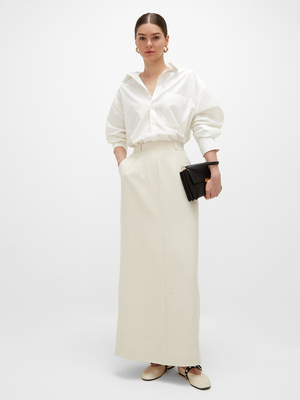 Noura Long Tailored Skirt - Off White