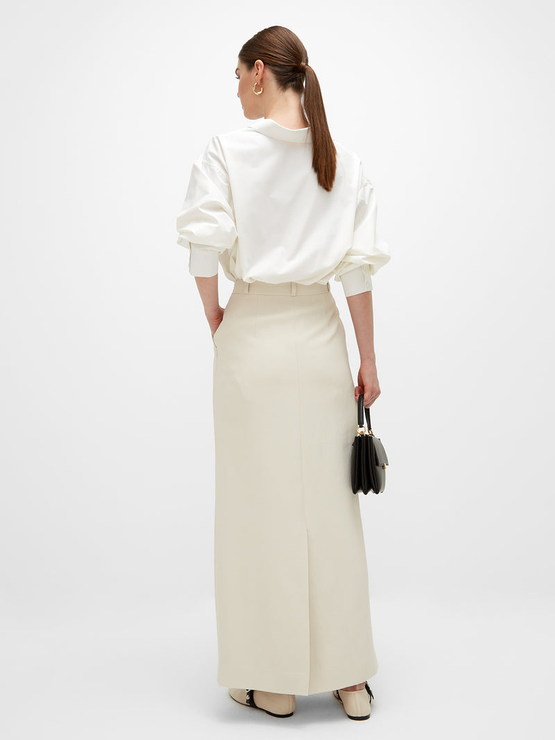 Noura Long Tailored Skirt - Off White