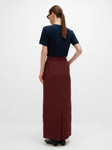 Noura Long Tailored Skirt - Burgundy