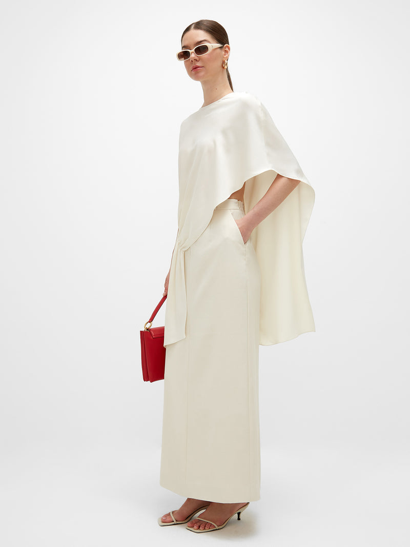 Noura Long Tailored Skirt - Off White