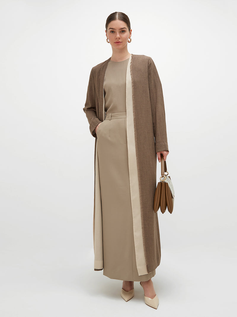 Noura Long Tailored Skirt - Taupe