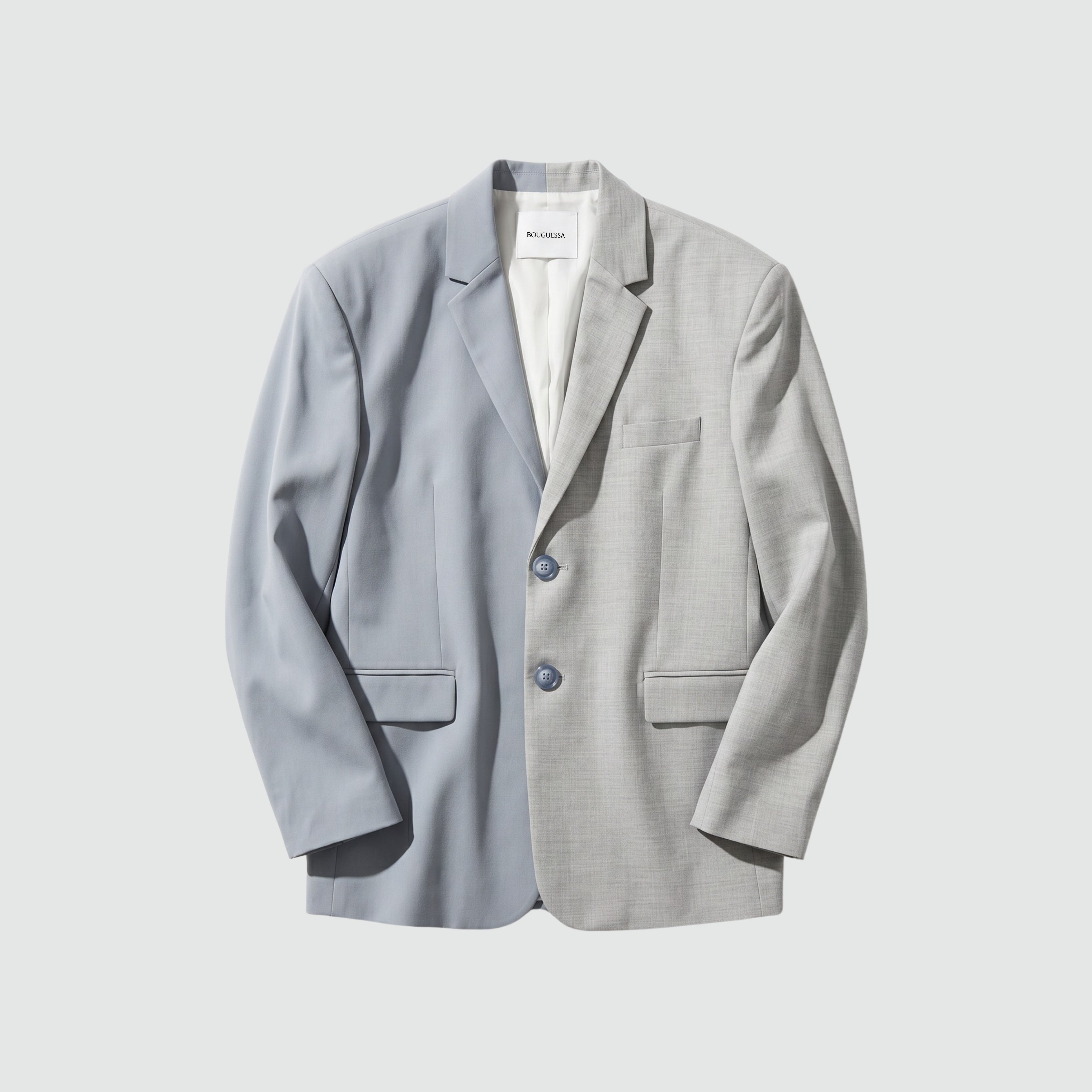 Double Take Blazer - Two-Tone Gray & Light Blue – Bouguessa