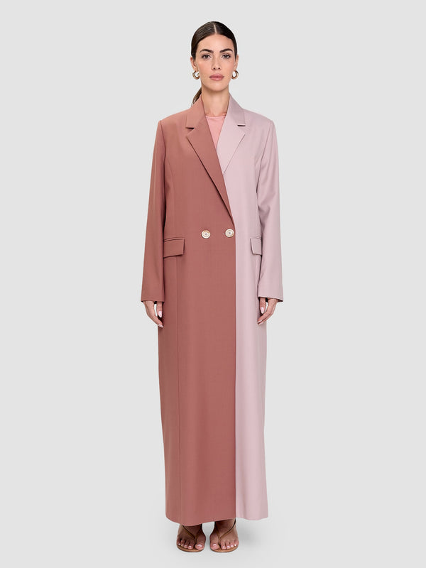 Hend Long Blazer - Rosewood & Soft Pink