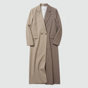 Double Take Long Blazer - Two-Tone Beige & Taupe