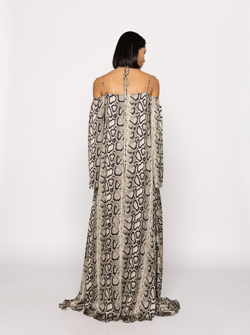Off the shoulder snake print dress online