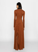 Ina Drawstring Jersey Dress - Rust Brown