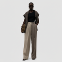 Zelda Trousers - Two-Tone Beige & Taupe