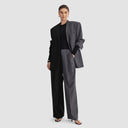 Zelda Blazer - Two-Tone Black & Grey Pinstripe