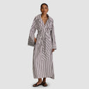 Widad Dress - Brown/White Pinstripe