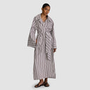 Widad Dress - Brown/White Pinstripe