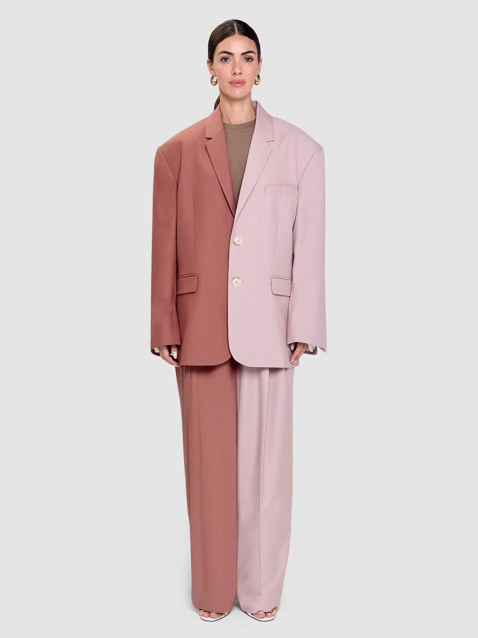 Zelda Blazer - Two-Tone Rosewood & Soft Pink – Bouguessa