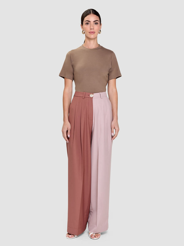 Zelda Trousers - Two-Tone Rosewood & Soft Pink