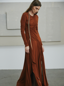 Ina Drawstring Jersey Dress - Rust Brown