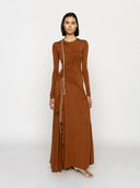 Ina Drawstring Jersey Dress - Rust Brown