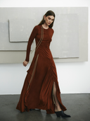 Ina Drawstring Jersey Dress - Rust Brown