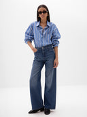 Jennifer Oversized Striped Shirt - Blue & White