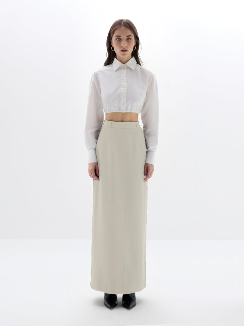 Noura Long Tailored Skirt - Off White