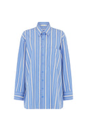Jennifer Oversized Striped Shirt - Blue & White