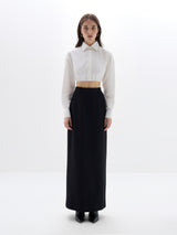 Noura Long Tailored Skirt - Black