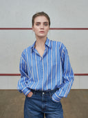 Jennifer Oversized Striped Shirt - Blue & White