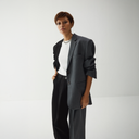 Zelda Blazer - Two-Tone Black & Grey Pinstripe