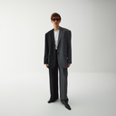 Zelda Blazer - Two-Tone Black & Grey Pinstripe