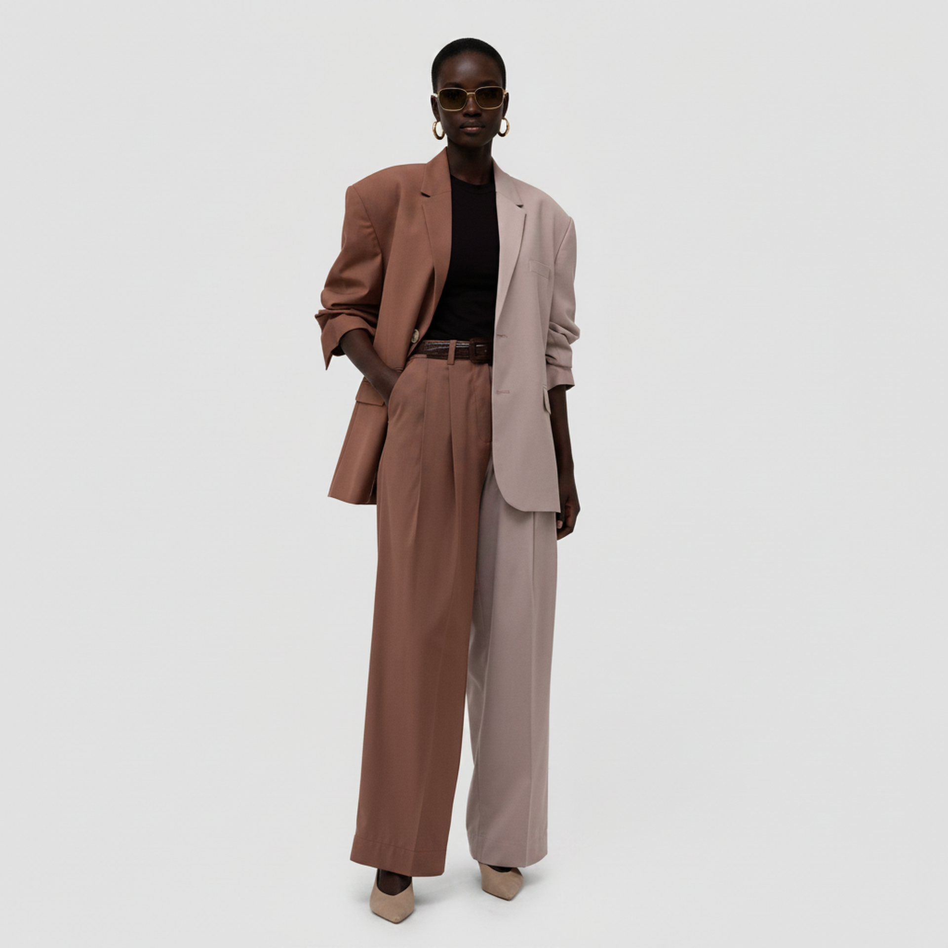 Zelda Blazer - Two-Tone Rosewood & Soft Pink – Bouguessa