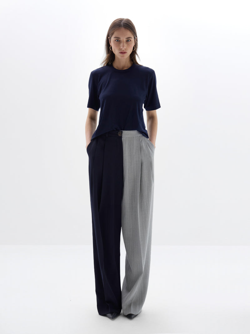 Zelda Trousers - Two-Tone Dark Blue & Grey