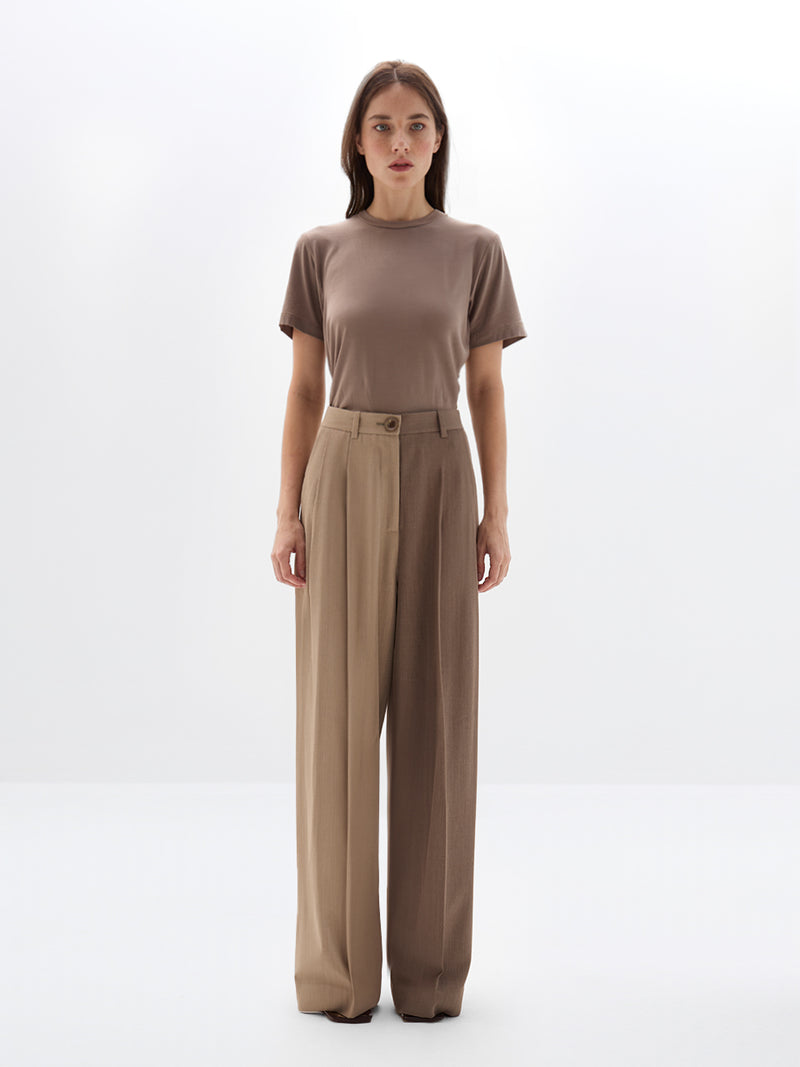 Zelda Trousers Two-Tone Beige & Taupe