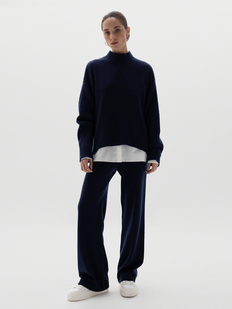 Nathalie Cashmere Trousers - Dark blue