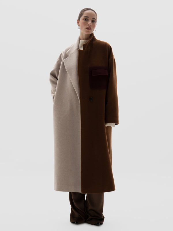 Osa Coat Two-Tone - Beige-Brown