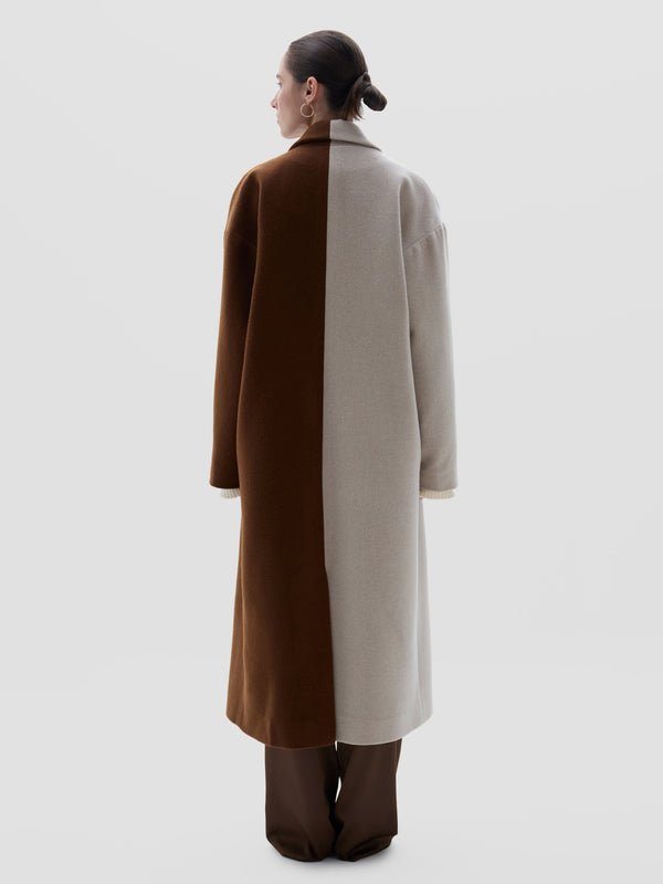 Osa Coat Two-Tone - Beige-Brown