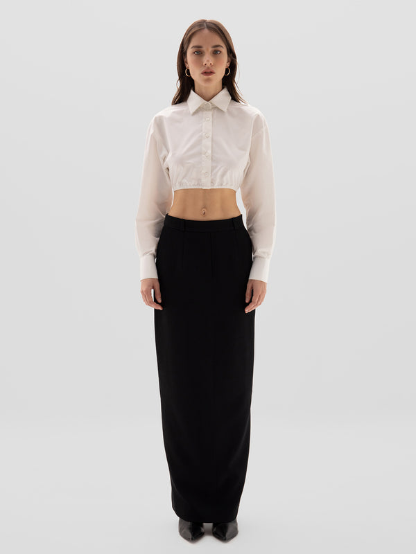 Noura Long Tailored Skirt - Black