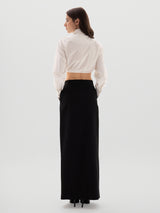 Noura Long Tailored Skirt - Black