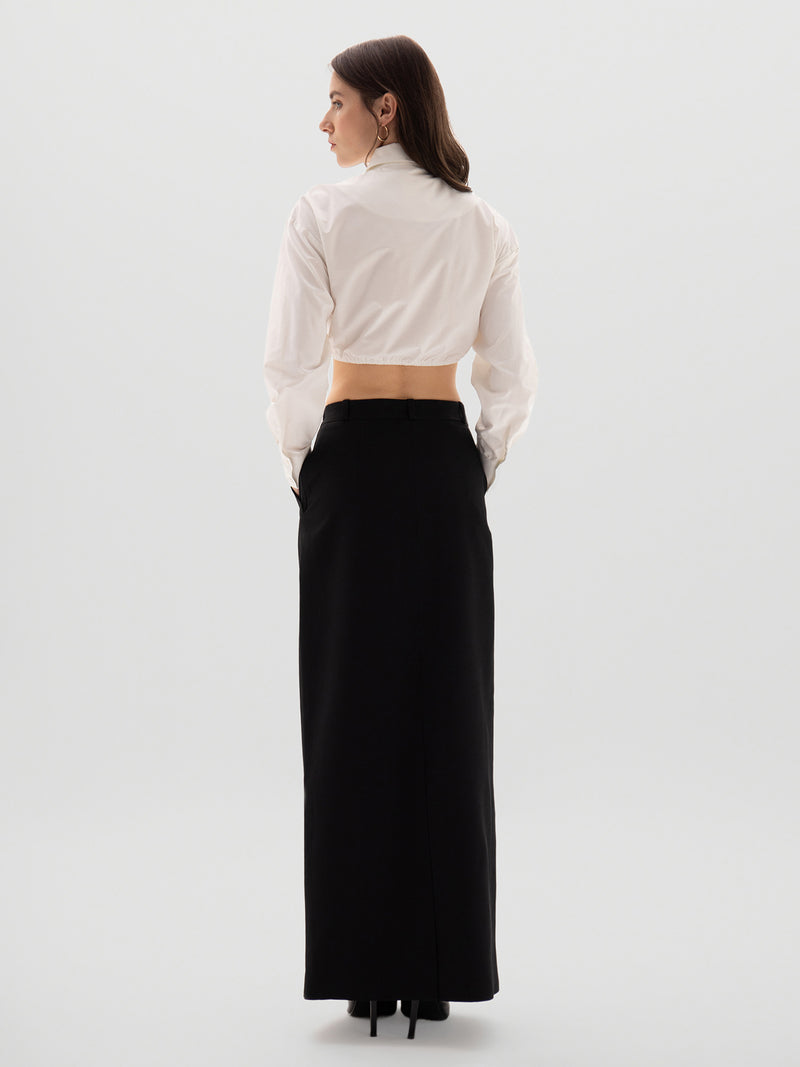 Noura Long Tailored Skirt - Black