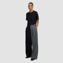 Double Take Trousers - Two-Tone Black & Grey Pinstripe