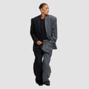 Double Take Blazer - Two-Tone Black & Grey Pinstripe