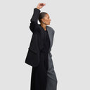 Double Take Blazer - Two-Tone Black & Grey Pinstripe