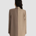 Zelda Long Blazer - Two-Tone Beige & Taupe