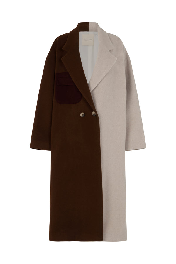 Osa Coat - Two-Tone Beige/Brown