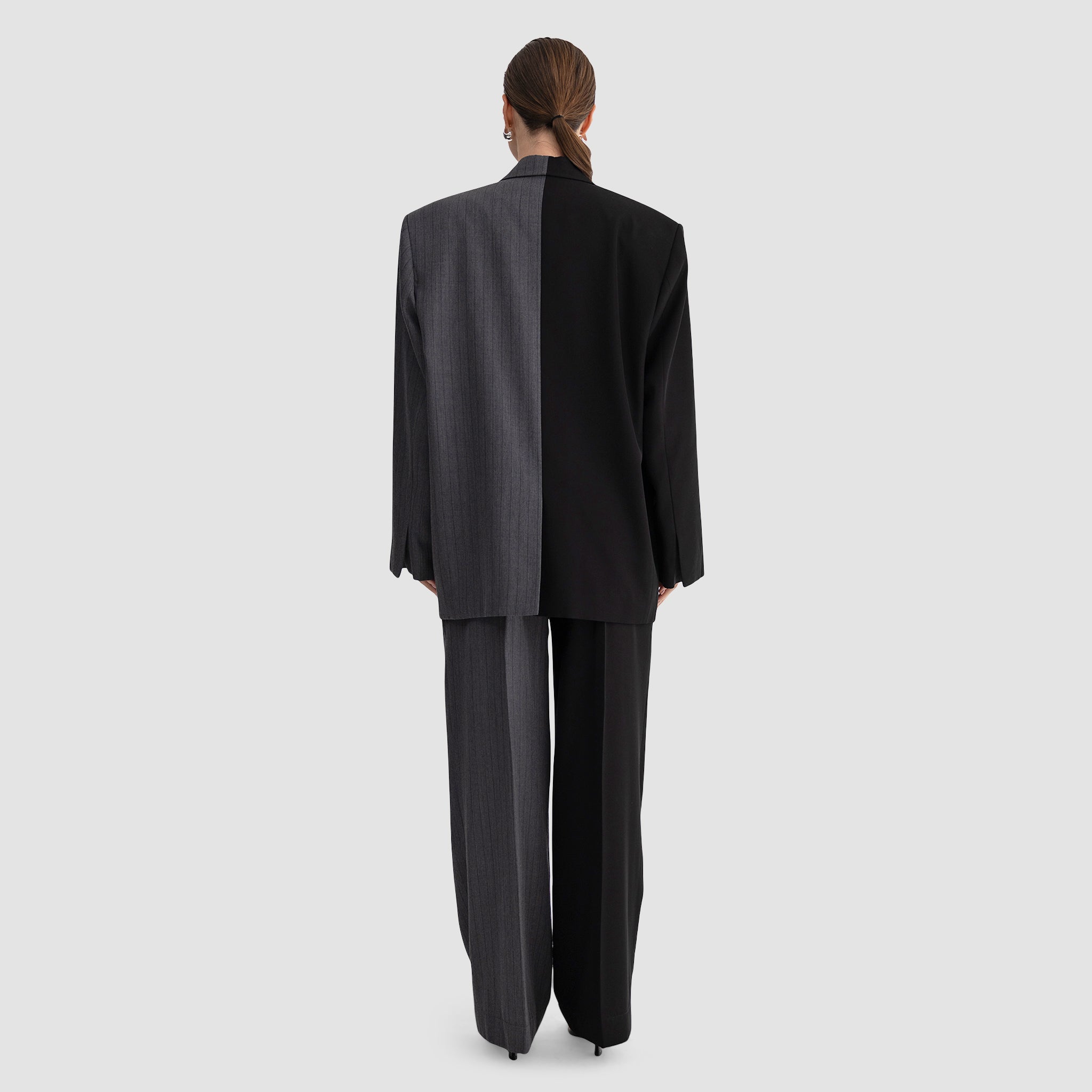 Zelda Blazer - Two-Tone Black & Grey Pinstripe Bouguessa Zelda Blazer - Two-Tone Black & Grey Pinstripe Bouguessa