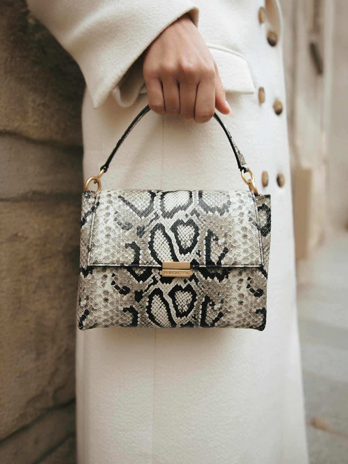 Mini Ounassa Handbag - Embossed Python effect – Bouguessa