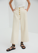 High Waisted Cropped Culottes - Cream