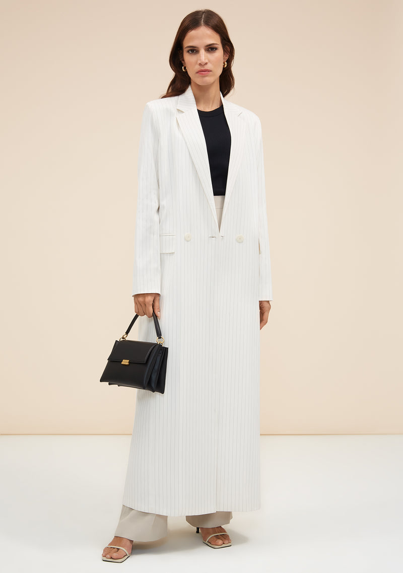 Noura Pinstripe Long Blazer
