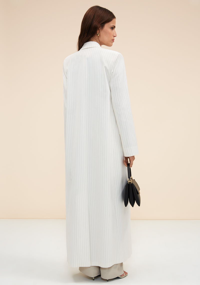 Noura Pinstripe Long Blazer